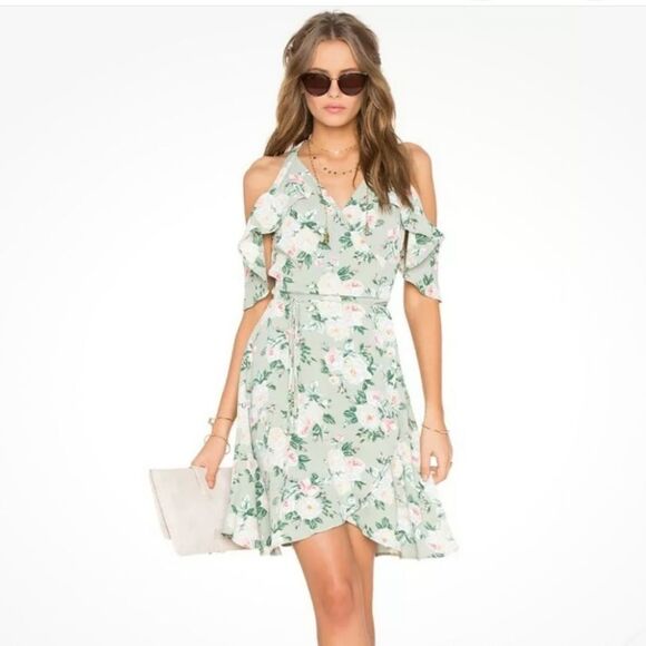 Privacy Please Floral Off Shoulder Wrap Dress - Picture 1 of 11